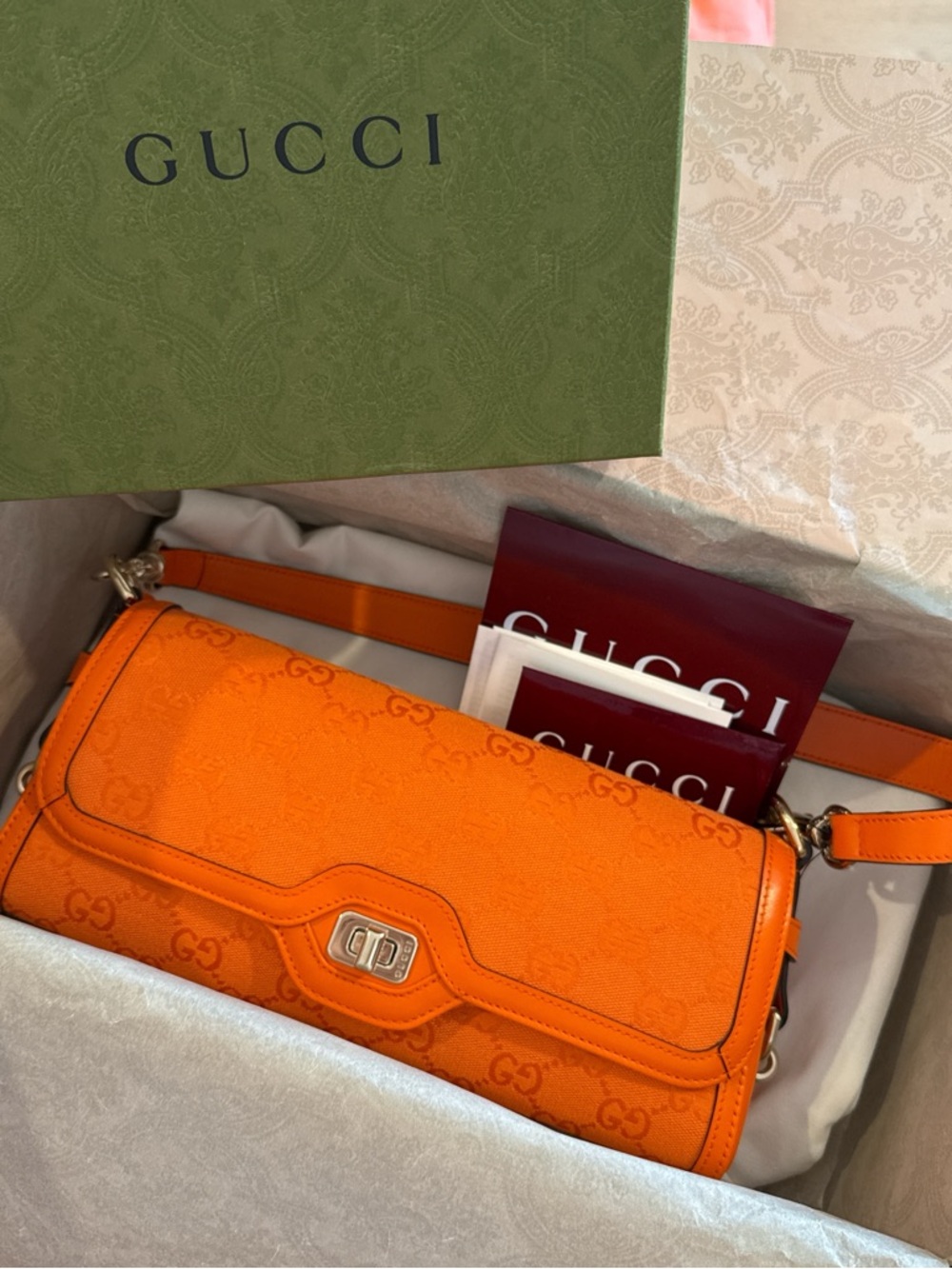 Gucci Orange Luce GG Shoulder Bag
